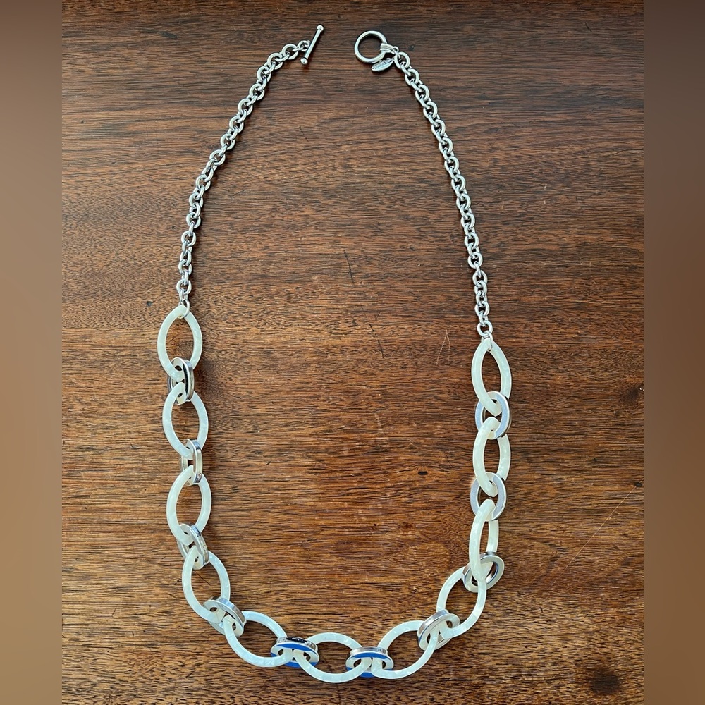 Ann Taylor Silver & White Chain/Link Necklace